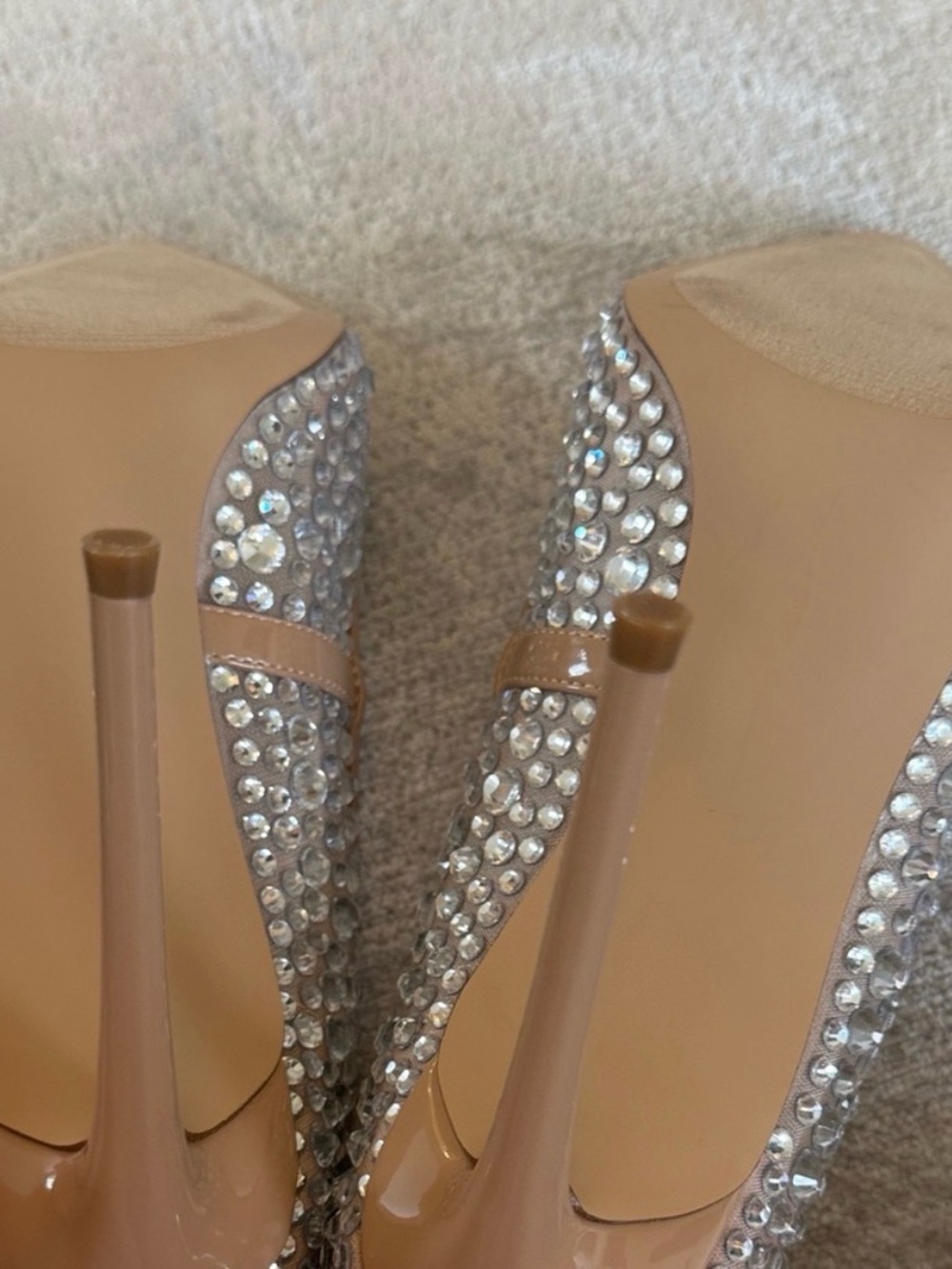 Steve Madden Nude Rhinestone Crystal Pointed Toe Stiletto Pumps 9.5 - Picture 4 of 4